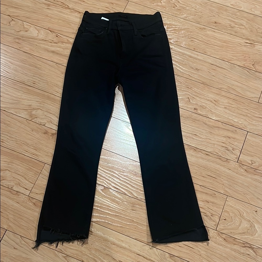 MOTHER Black Flare Wide Leg Jeans